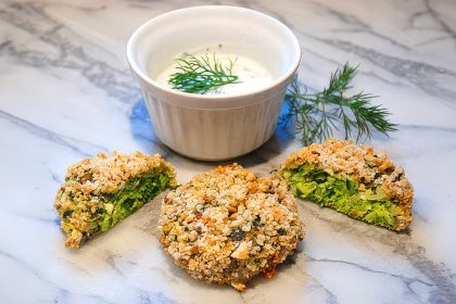 Courgette & Feta Cakes with a Dill Yoghurt Sauce