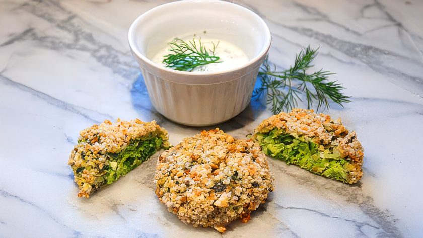 Courgette & Feta Cakes with a Dill Yoghurt Sauce