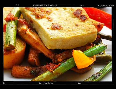 Tofu Steak with Stir Fried Summer Vegetables