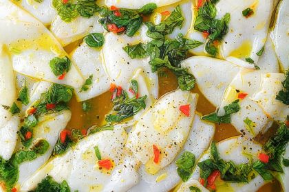 Seared Squid with Roasted Pepper Sauce