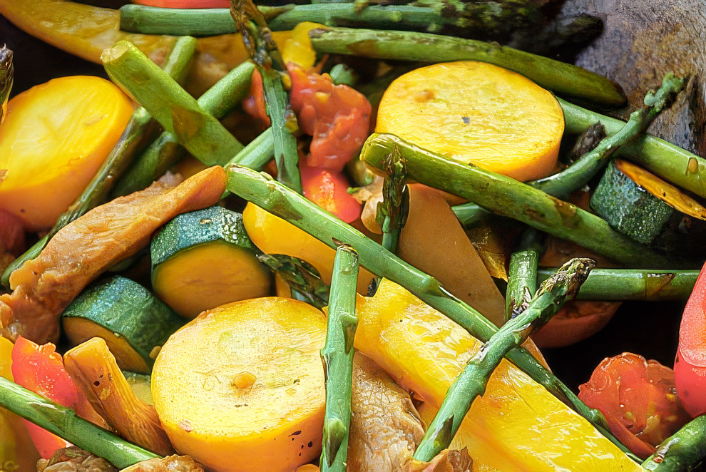 Tofu Steak with Stir Fried Summer Vegetables