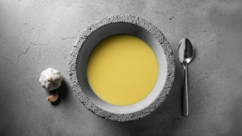 Garlic Soup with Harissa