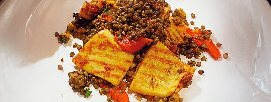 Squid with Lentils and Preserved Lemon