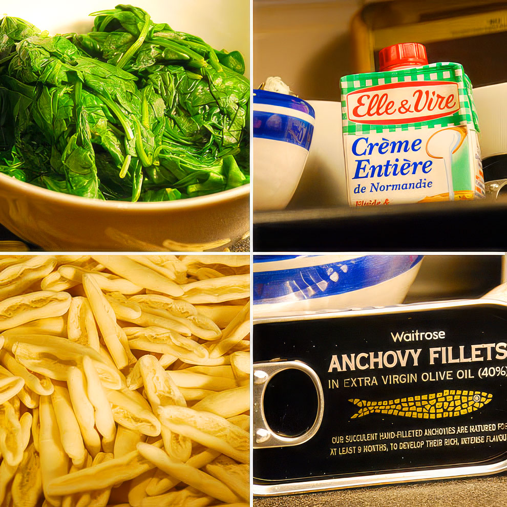 Cicatelli with Spinach, Cream & Gorgonzola