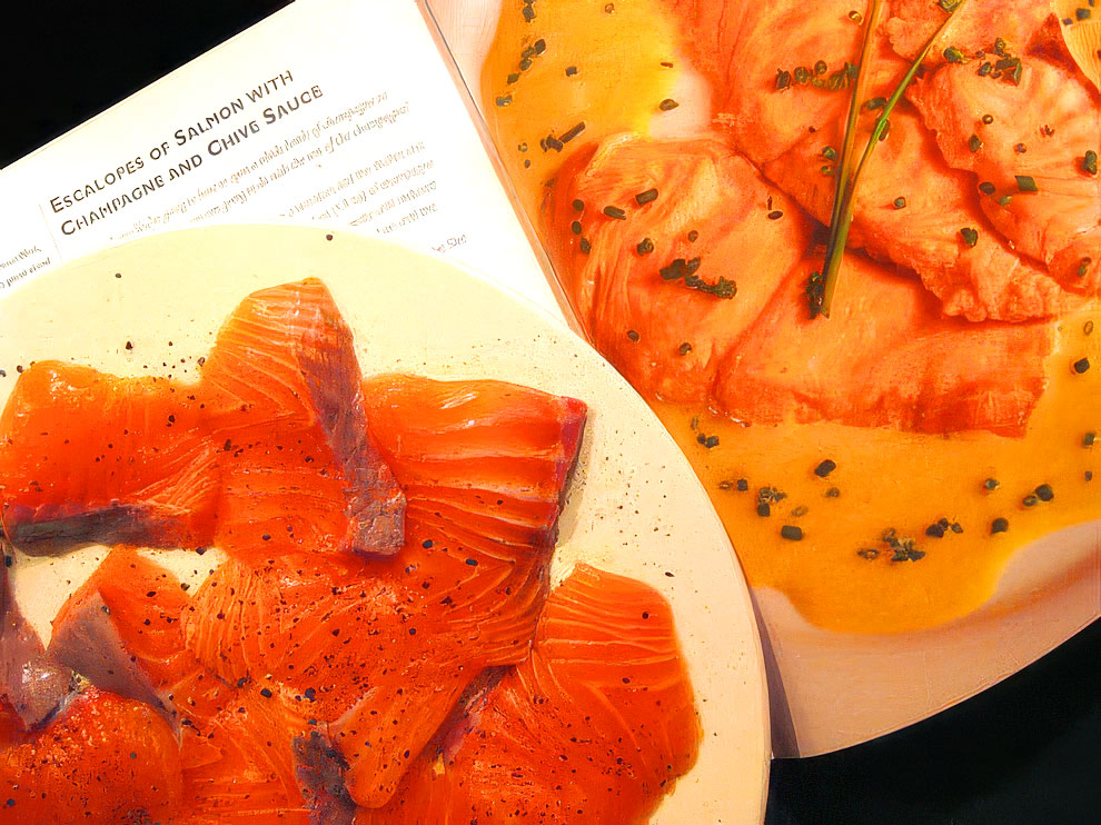 Escalopes of Salmon with Champagne & Chive Sauce