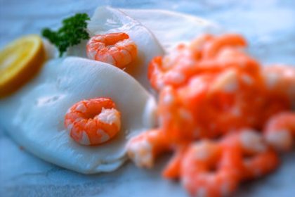 Squid stuffed with prawns