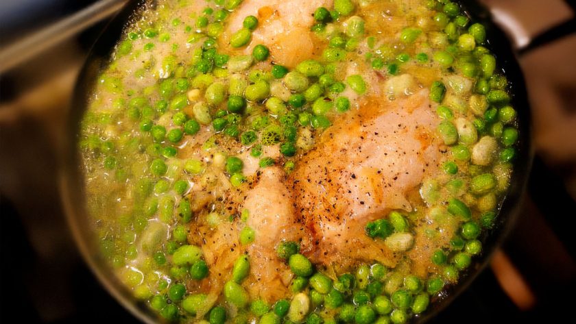 Cod with Mixed Peas in Cider
