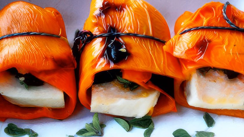 Halloumi Wrapped in Red Pepper