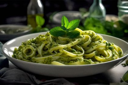 Linguine with Peas & Mint Pesto