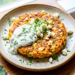 Potato, Carrot & Feta Rosti with Herbed Yoghurt Sauce