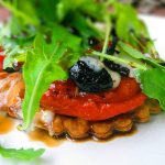 Roasted Tomato and Gorgonzola Tarts with Balsamic Vinegar Caramel