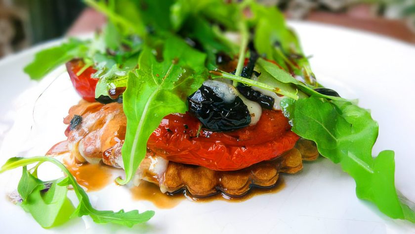 Roasted Tomato and Gorgonzola Tarts with Balsamic Vinegar Caramel