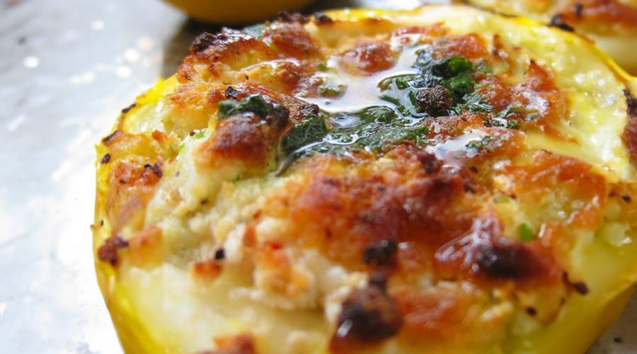 Cheesy Lemons with Basil Oil