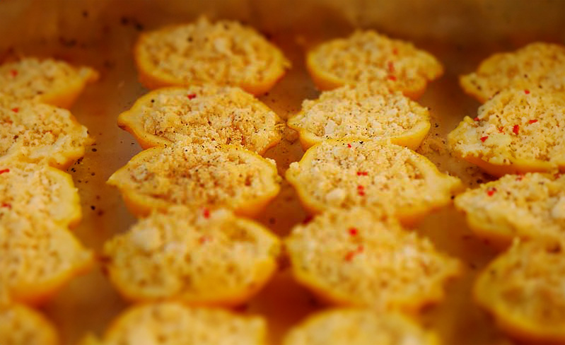 Cheesy Lemons with Basil Oil