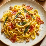Tagliatelle with Chestnuts, Sage and Crispy Parma Ham