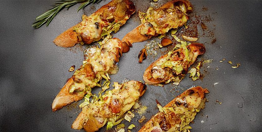 Mushroom, Spring Greens & Lincolnshire Poacher Toasts