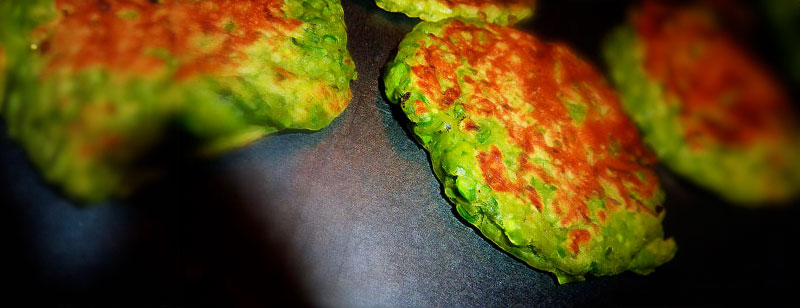 Minty Pea Fritters with Smoked Salmon