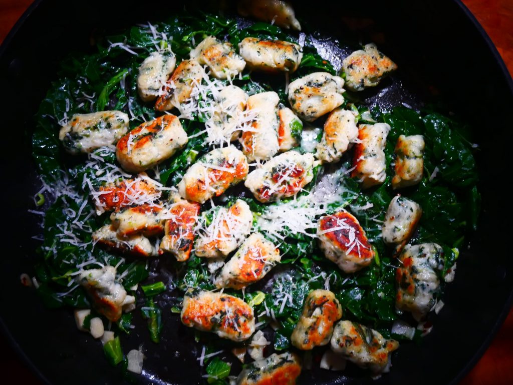 Gnudi with spring greens