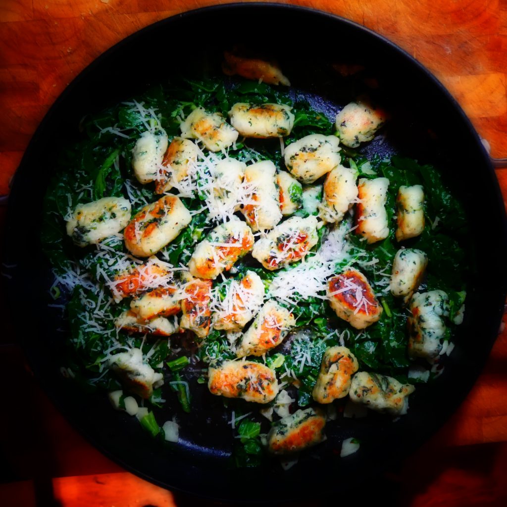 Gnudi with spring greens