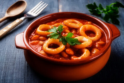 Calamari with Baked Beans