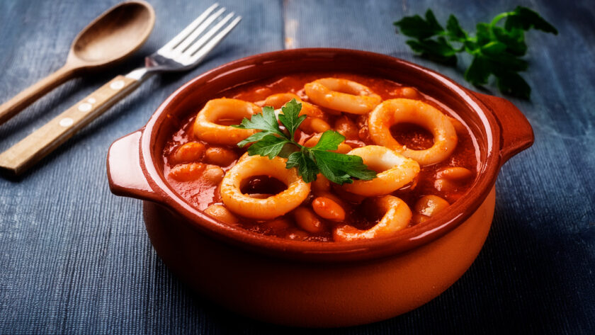 Calamari with Baked Beans